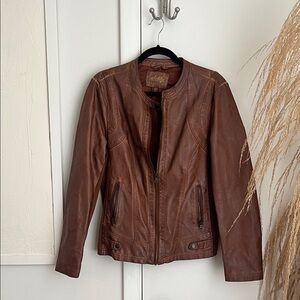 Tan Faux Leather Jacket for Women
